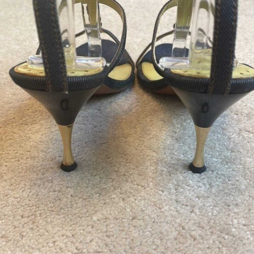 Tyler Richard Tyler denim strappy heeled sandal with blue gems